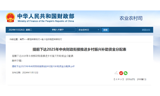 1593億元！財(cái)政部提前下達(dá)2025年鄉(xiāng)村振興補(bǔ)助資金，15個(gè)申報(bào)重點(diǎn)匯總